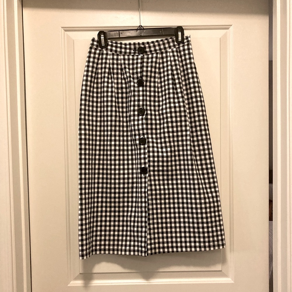 Black + White Gingham A-line Skirt